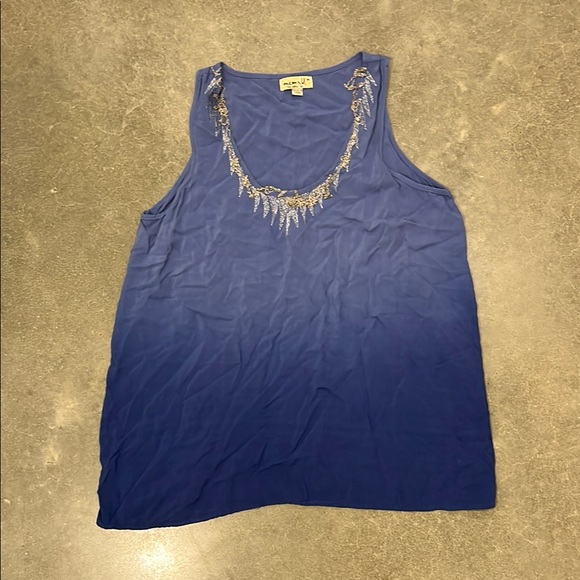 Chico's Tops - One world  Blue Embellished Sleeveless Tank Top